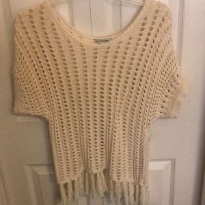 American Eagle Cream Sweater with Fringe